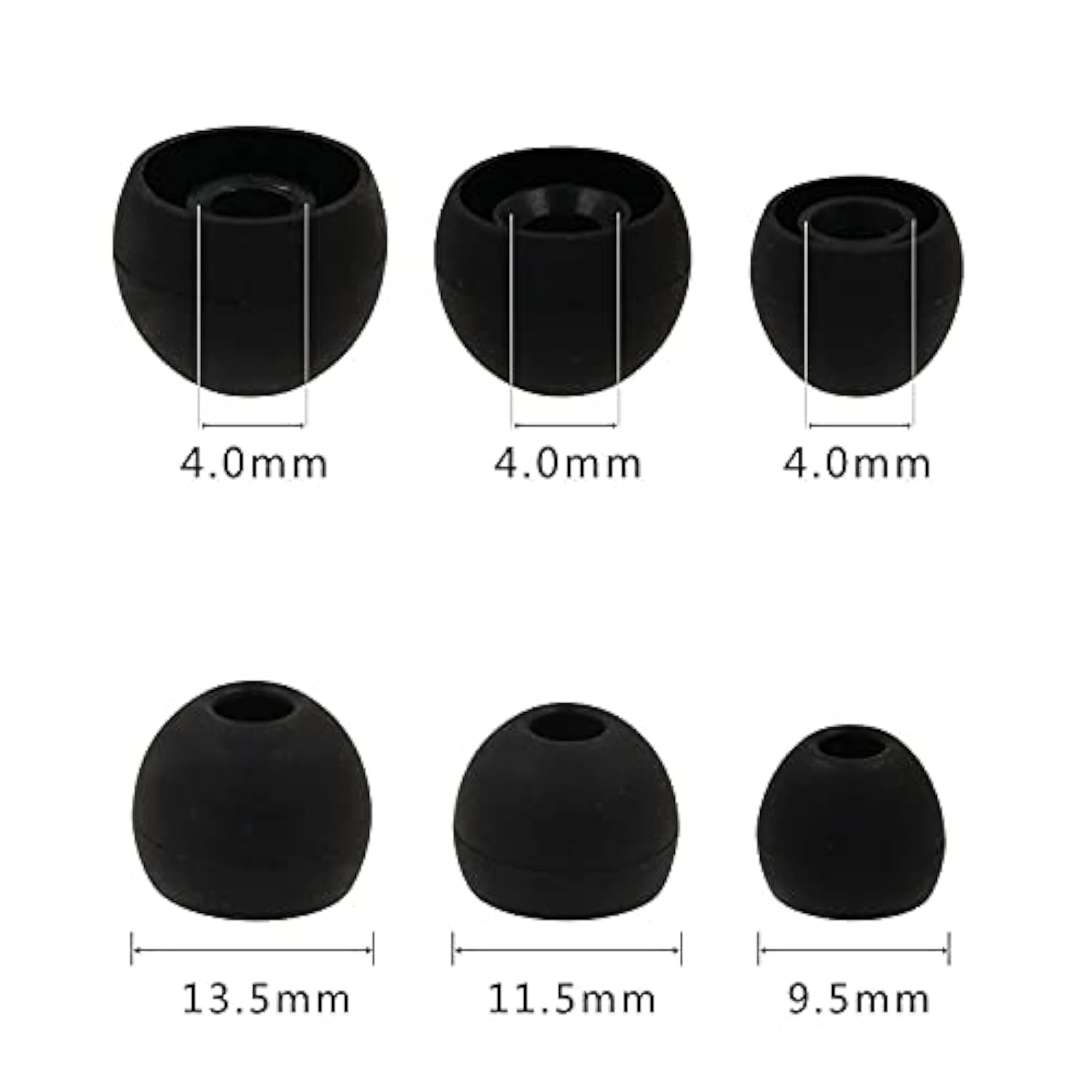Ear Tips For In-Ear Headphones, S/M/L Sizes 12 Pairs Soft Silicone Earbuds Tips Eartips With 3.8Mm Connector Hole, Fit Most In-Ear Earbuds(Inner Hole 3.8Mm -4.8Mm) 12 Pairs, Black, S/M/L