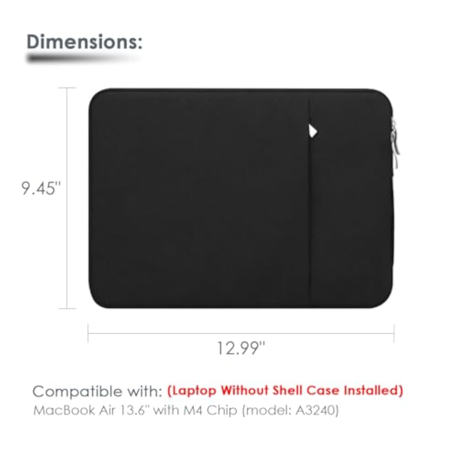 13-Inch Laptop Sleeve Case With Handle For Macbook Air 13.6 Inch (A3240, M4 Chip) Accessories Water-Resistant Canvas Protective Cover Carrying Laptop Bag For Macbook Air 13.6" 2025 (Black)