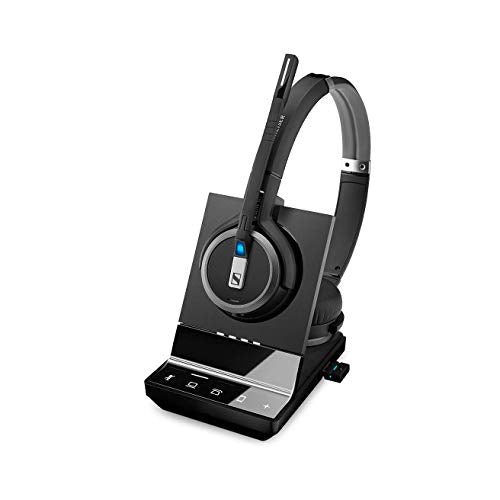 Sennheiser SDW 5066 (507024) - Double-Sided (Binaural) Wireless Dect Headset for Desk Phone Softphone/PC & Mobile Phone Connection Dual Microphone