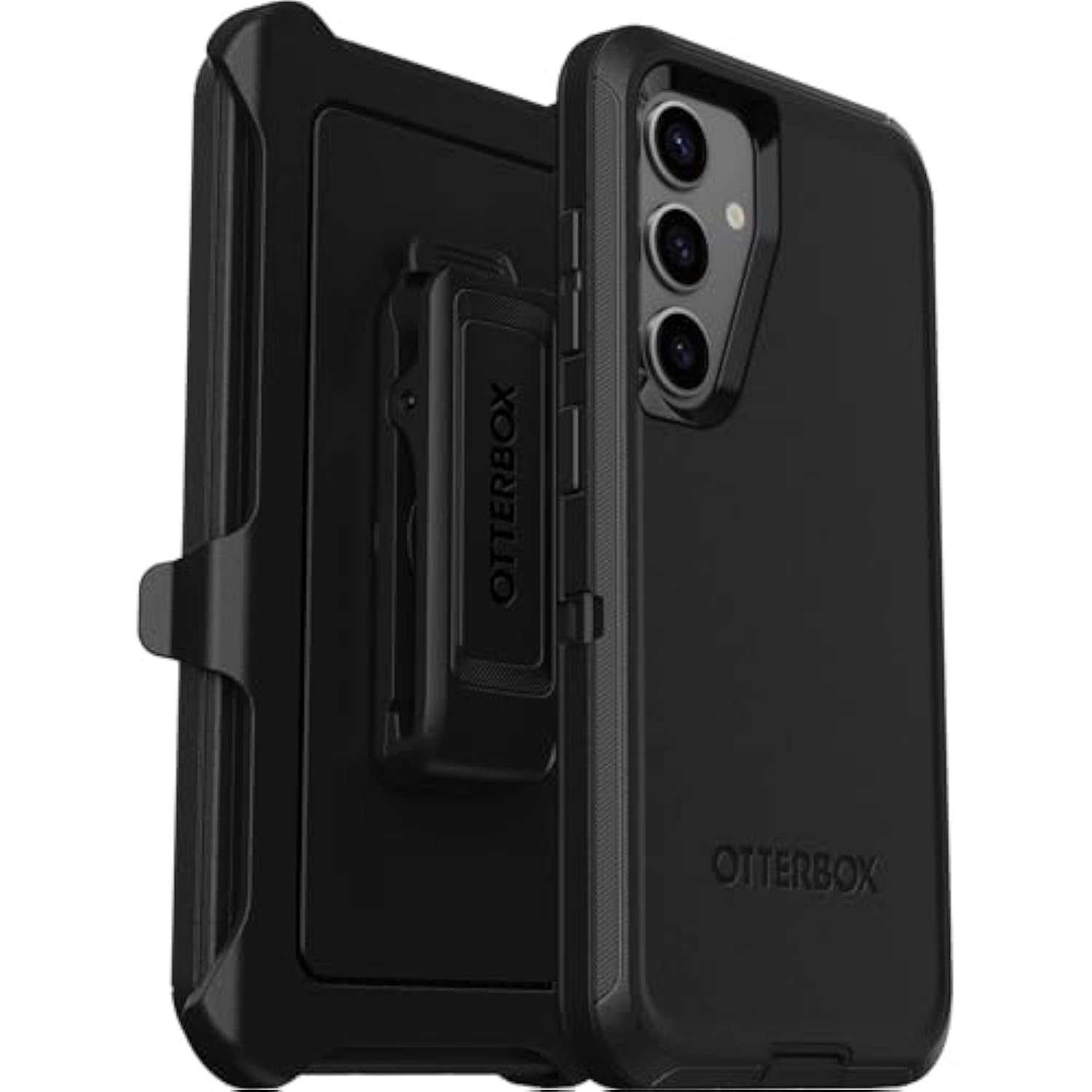 OtterBox Samsung Galaxy S24 Defender Series Case - Single Unit Ships in Polybag, Ideal for Business Customers - BLACK, rugged & durable, with port protection, includes holster clip kickstand