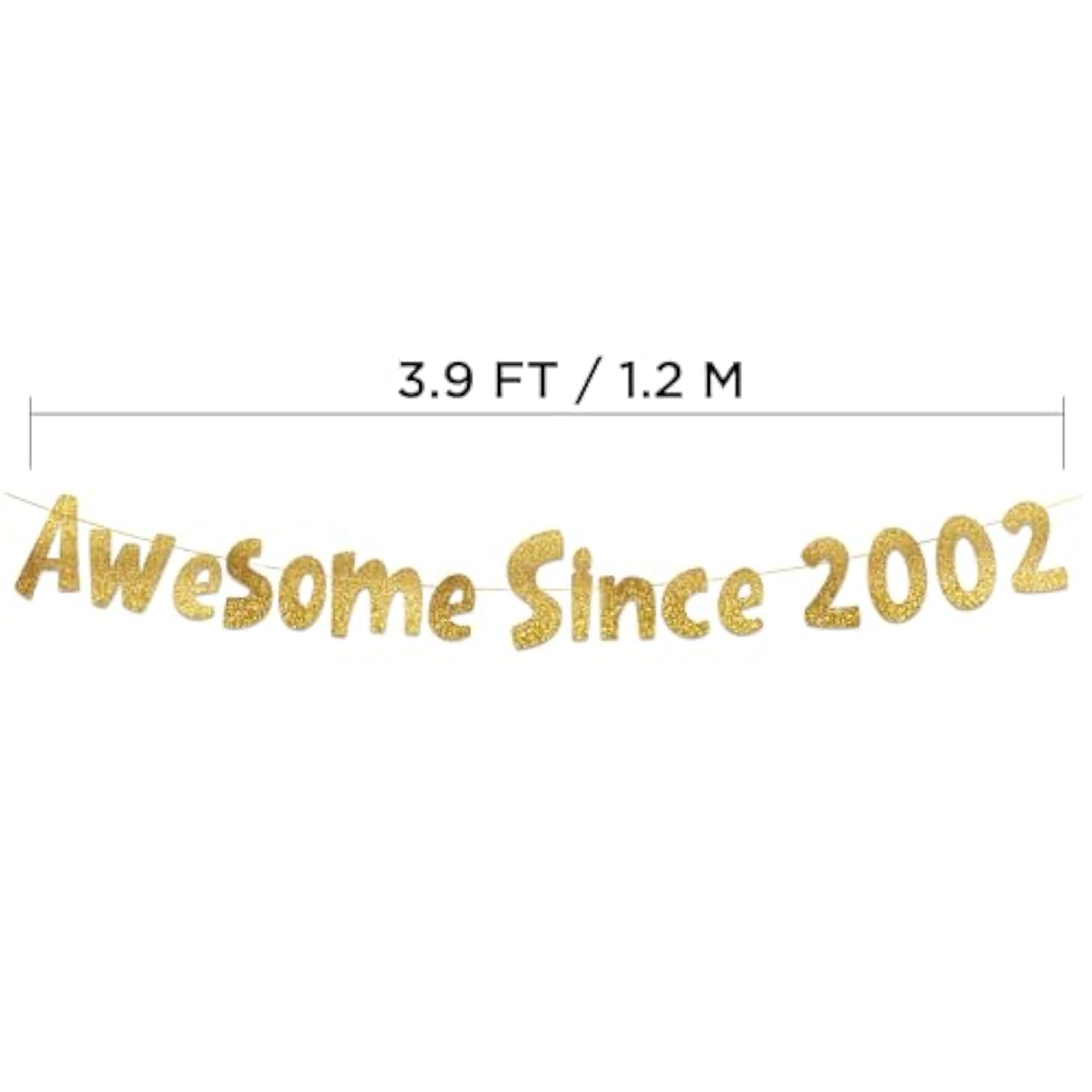 Awesome Since 2002 Gold Glitter Banner - 23Rd Birthday And Anniversary Party Decorations
