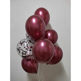 Burgundy Maroon Confetti Balloons-Wine Color Metallic Balloons For Wed