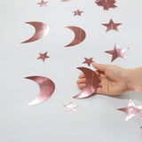 Rose Gold Moon Star Garland Decorations Hanging Twinkle Little Star Birthday Baby Shower Graduation Party Decor Bridal Bachelorette Stars Banner Starry Night Eid Ramadan Celestial Backdrop