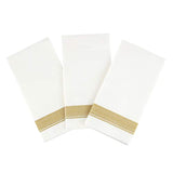 Rectangle Cloth-Like White Napkins with Gold Border, 50 Pack Fancy Paper Napkins, 22" x 22" Disposable Dinner Napkins - Decorative Party Napkins for Weddings, Dinners, Upscale Parties & Events