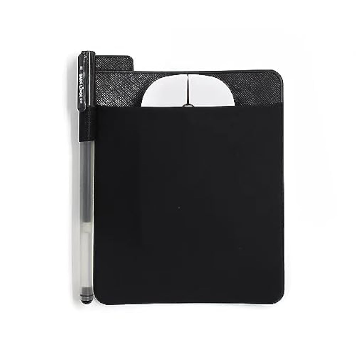 Universal Stick-On Mouse Pouch, Wireless Mouse And Pen Holder, Reusable Adhesive, No Glue Residue, Compatible With Battery Pack(Black)