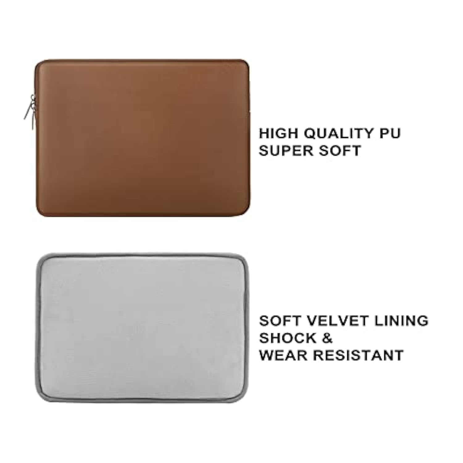 Rainyear 13.3 Inch Laptop Sleeve Soft Pu Leather Case Water Resistant Padded Zipper Cover Protective Carrying Bag Compatible With 13.3" Notebook Computer Chromebook(Brown)