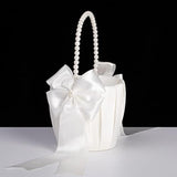 Flower Girl Baskets For Wedding,Ivory Flower Girl Basket With Pearl Handle Set Of 2,Wedding Baskets For Flower Girls