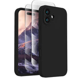 Designed For Iphone 16 Plus Case, Silicone Upgraded [Camera Protection] Case With [2 Screen Protectors], Soft Anti-Scratch Microfiber Lining Inside, 6.7 Inch, Black