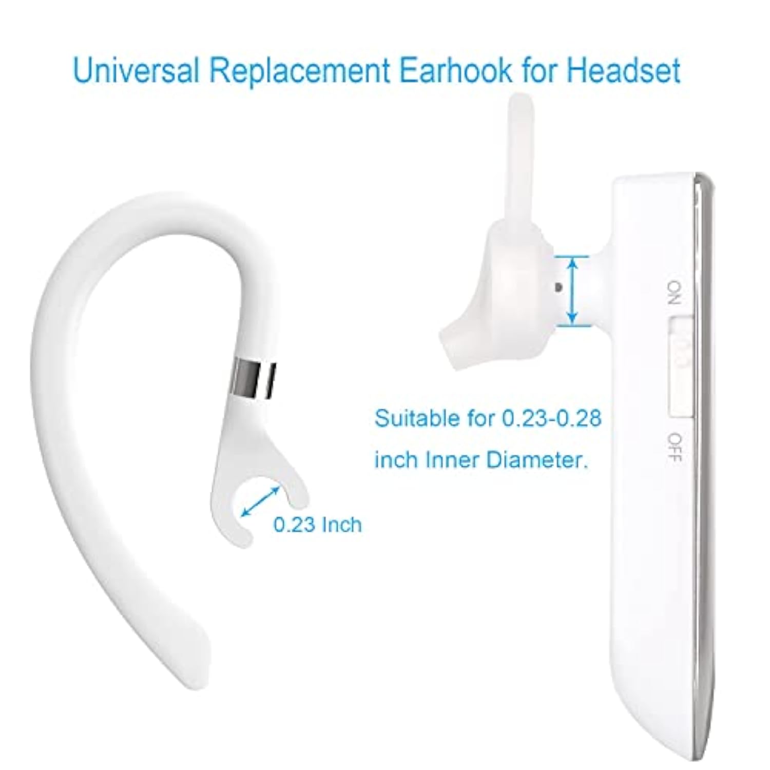 Universal 3 Pack Replacement Ear Hooks For Bluetooth Earpiece, Soft Silicon Earhooks Earphone Replacements, Compatible With New Bee, Plantronics, And Other Wireless Earpieces-White