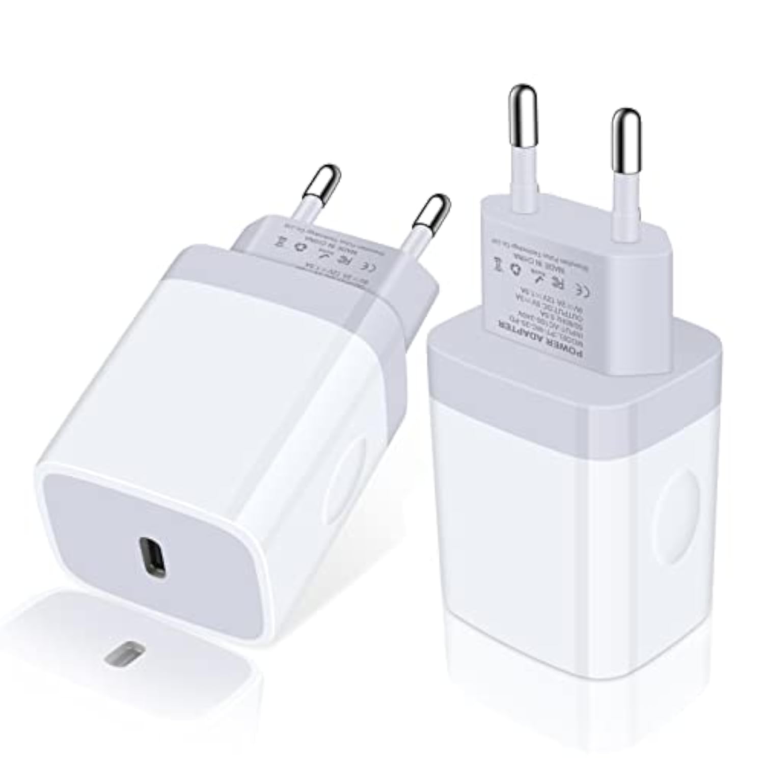 European Charger 2Pack Eu Fast 20W Usb C Charger Block Travel Plug Pd Power Adapter For Iphone 16E/16/16 Pro/16 Pro Max/16 Plus/15/15 Pro/14/14 Pro/13 Pro Max/13/12/Mini/Xs/Xr/X/8/Se, Samsung, Android