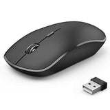 Wireless Mouse, 2.4G Portable Slim Silent Computer Mouse Wireless With Usb Nano Receiver, 2400 Dpi, For Notebook, Laptop, Pc - Black