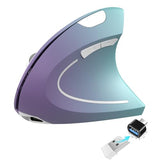 Ergonomic Wireless Rechargeable Mouse, Usb A+Type C(2In 1) Connection, 800/1200/1600 Dpi, 6 Buttons, 2.4Ghz Carpal Tunnel Vertical Mice, For Laptop, Desktop,Macbook Purple Gradient Green