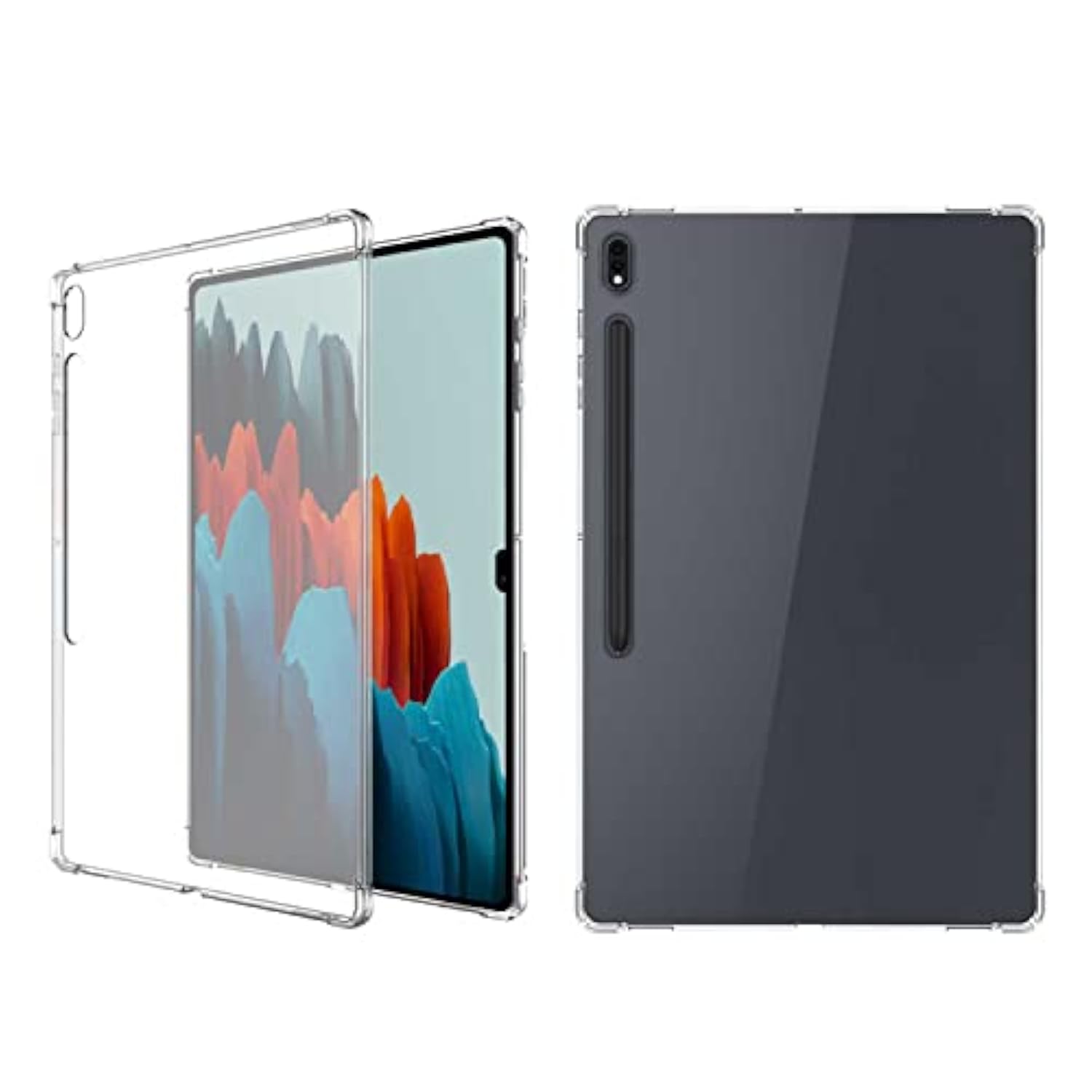 Clear Back Case For 12.4" Samsung Galaxy Tab S8 Plus 2022/S7 Fe 2021/S7 Plus 2