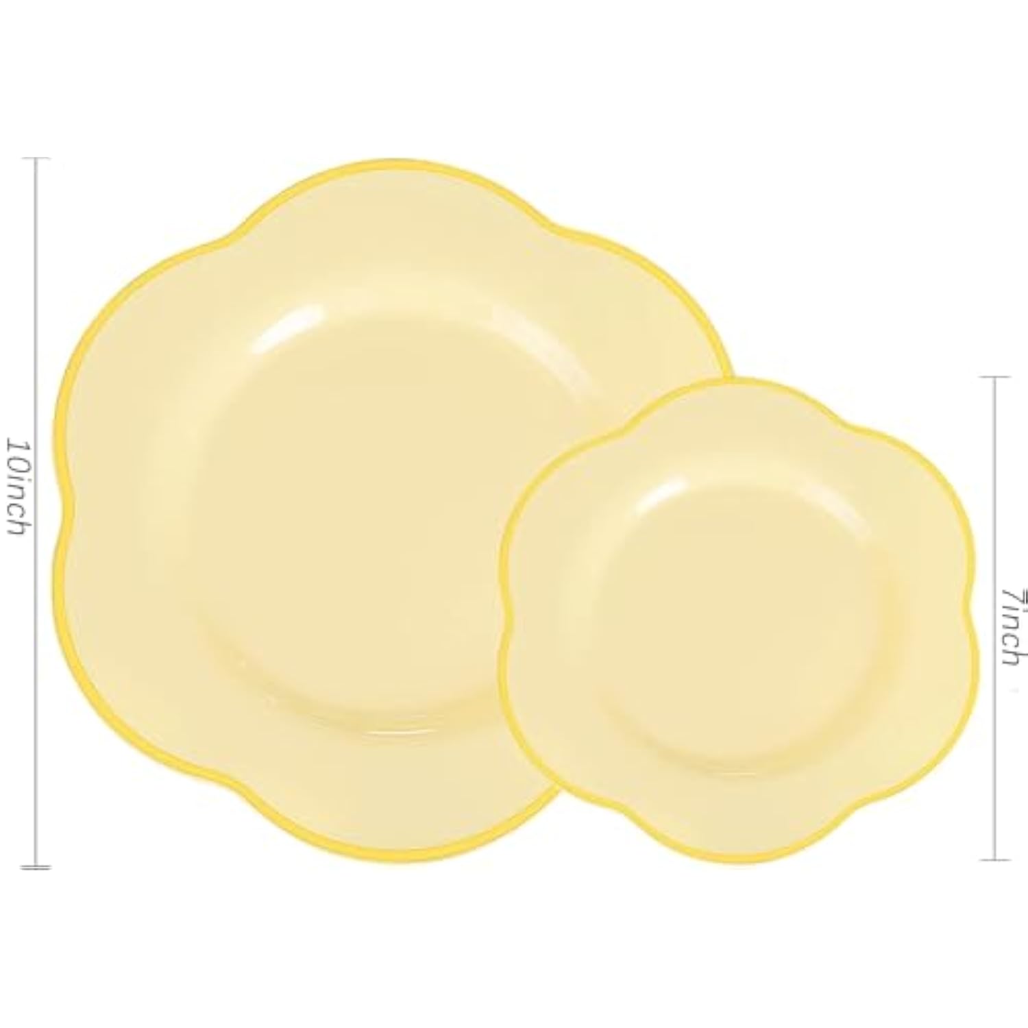 50Pcs Yellow Plastic Plates - Heavy Duty Disposable -Yellow And Gold Include 25Pcs 7Inch And 25Pcs 10Inch Plates For Mother'S Day & Baby Shower & Easter Day