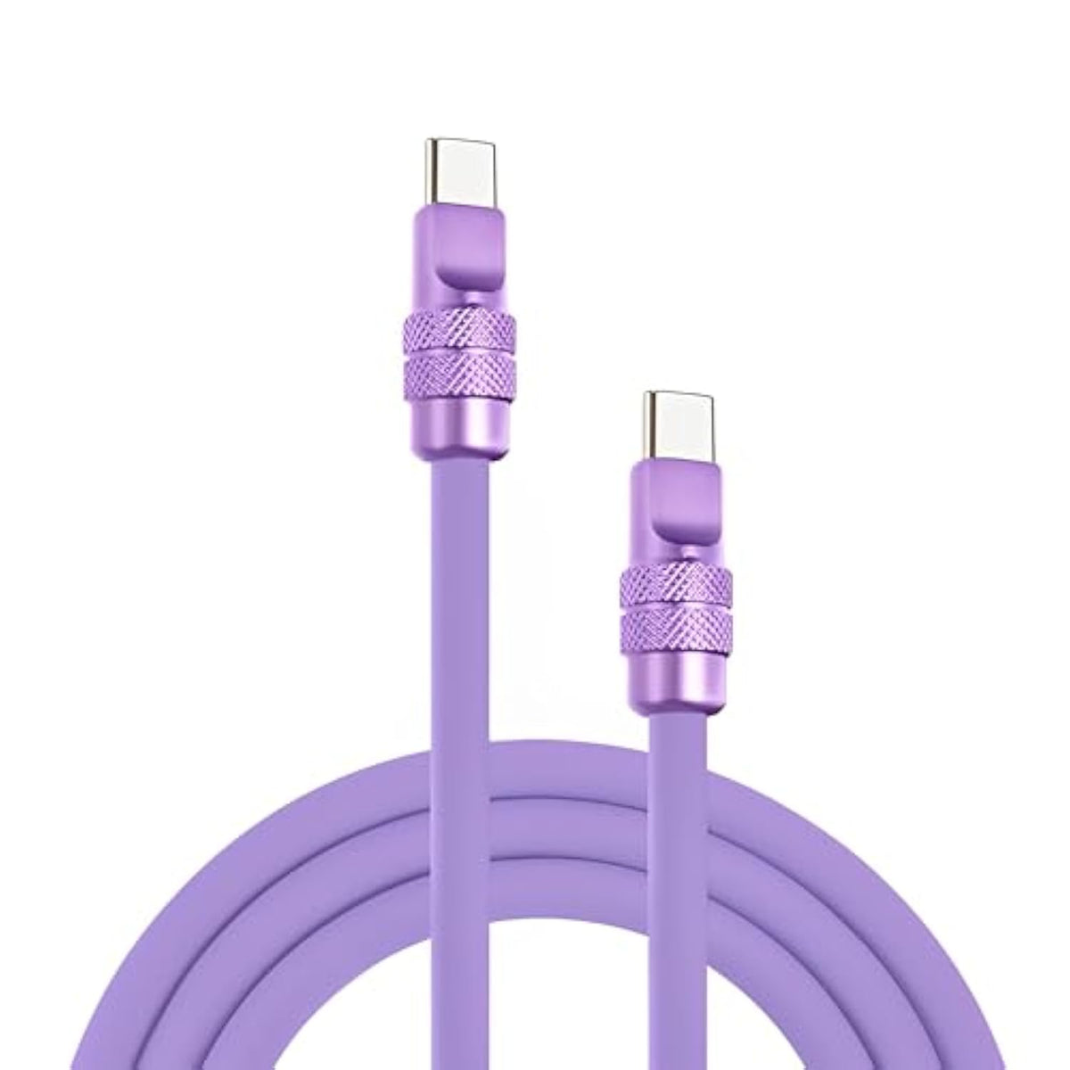Chubby 2.0 Anodized Version - 240W Usb C Cable Reflective Shine Charge Cable Silicone Fast Charging Cable, Lavender Purple, Type C To Type C, 9.8Ft