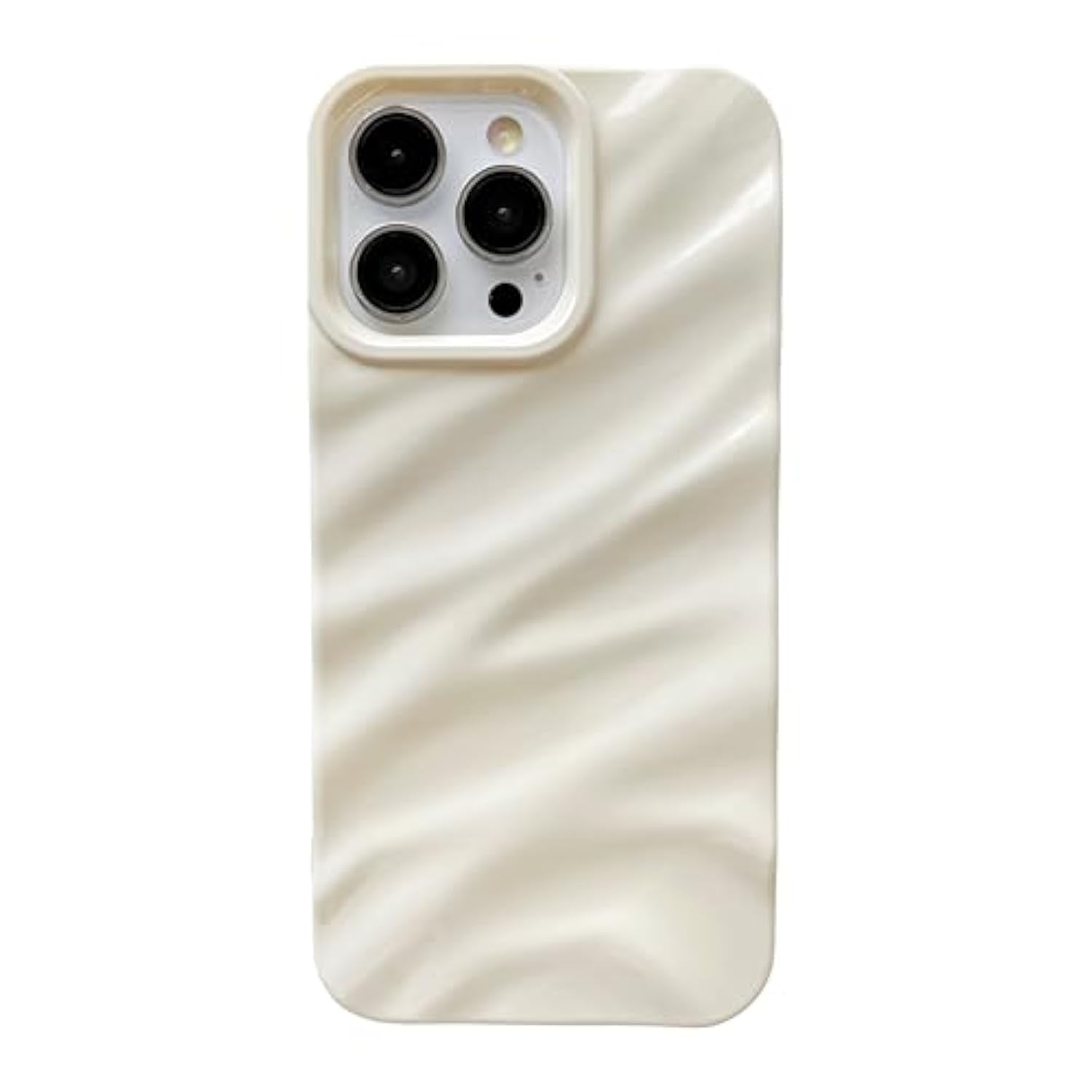 For Iphone 16 Pro Case,Water Ripple Pattern Curly Wave Shape Soft Phone Case (White)