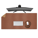 MAIDERN 43.3”x 19.6” Leather Desk Mat, Large Desk Pad, Cork & Leather Large Mouse pad for Desk, Waterproof Computer Desk Mat for Gaming Home Office (Brown)