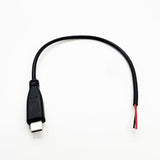 Usb C Power Pigtail Cable 25Cm 22Awg 5V 3A Usb Type-C Male Plug To 2 Pin Bare