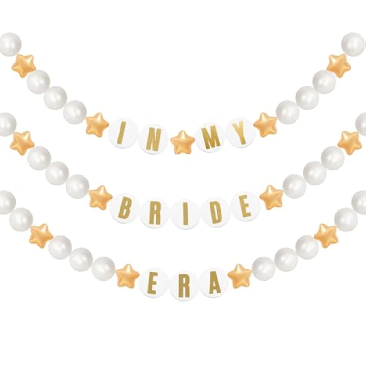 103 Pcs Giant Friendship Bracelet Garland Diy Birthday Halloween Christmas Jumbo Friendship Bracelet Banner Kit Famous Singer Customizable Party Wedding Decor(Gold And White)