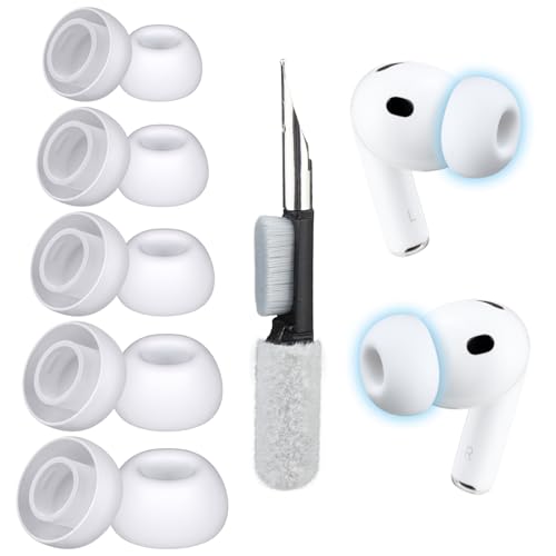 5 Pairs Eartips for AirPods Pro 3 (3rd Generation), Upgraded Pro3 Replacement Silicone Earbud Ear Tips with Cleaning Kit (Assorted XXS,XS,S,M,L,
