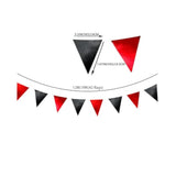 39ft Red Black Glitter Fabric Bunting Banner Triangle Flags Cotton Pennant Party Decor