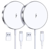 2-Pack 15W Magnetic Wireless Charger with 5ft Cable for iPhone and AirPods