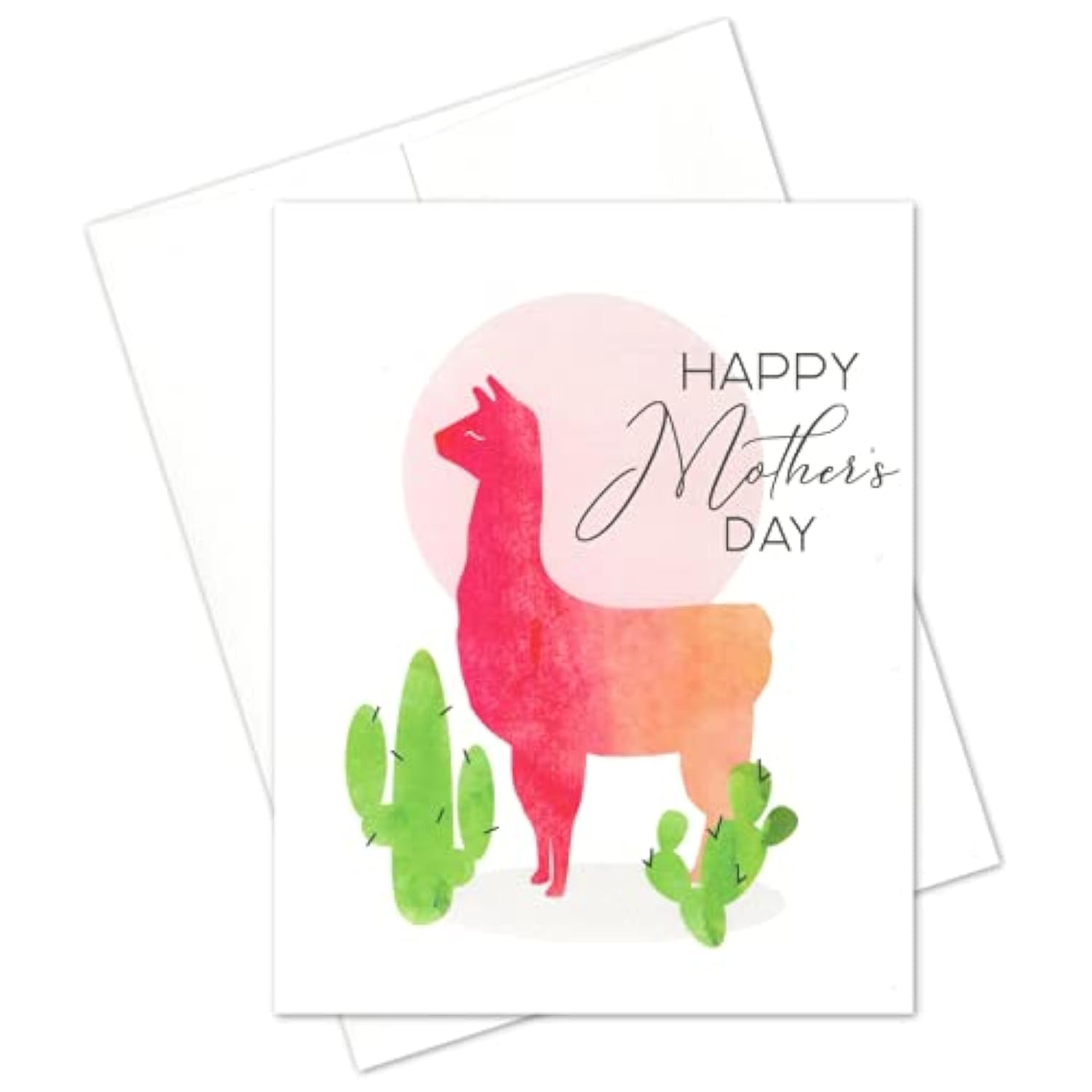 Llama And Cactus Happy Mother'S Day Card (4.25" X 5.5")