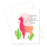 Llama And Cactus Happy Mother'S Day Card (4.25" X 5.5")