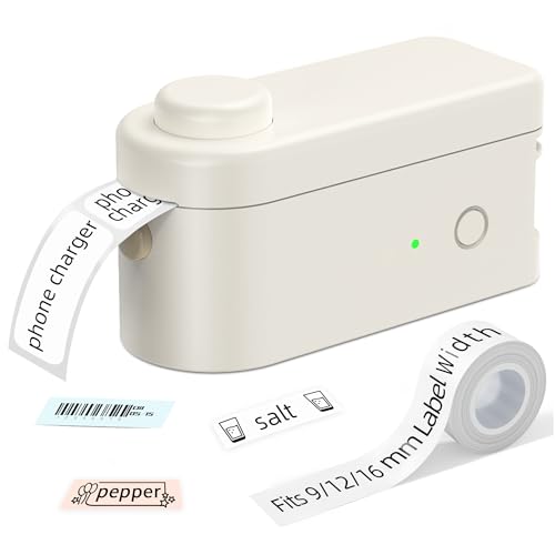 L1 Label Maker Machine With Tape - Portable & Rechargeable Label Makers Compatible With 9 12 16Mm Waterproof Tape - Mini Bluetooth Labeler For Organizing Home Office School