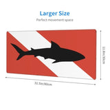 Vintage Shark Scuba Dive Flag Mouse Pad, Large Extended Rubber Base Office Desk Mat Mice Pad 31.5 X 11.8 Inch