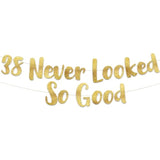 38 Never Looked So Good Gold Glitter Banner - 38Th Anniversary And Birthday Party Decorations