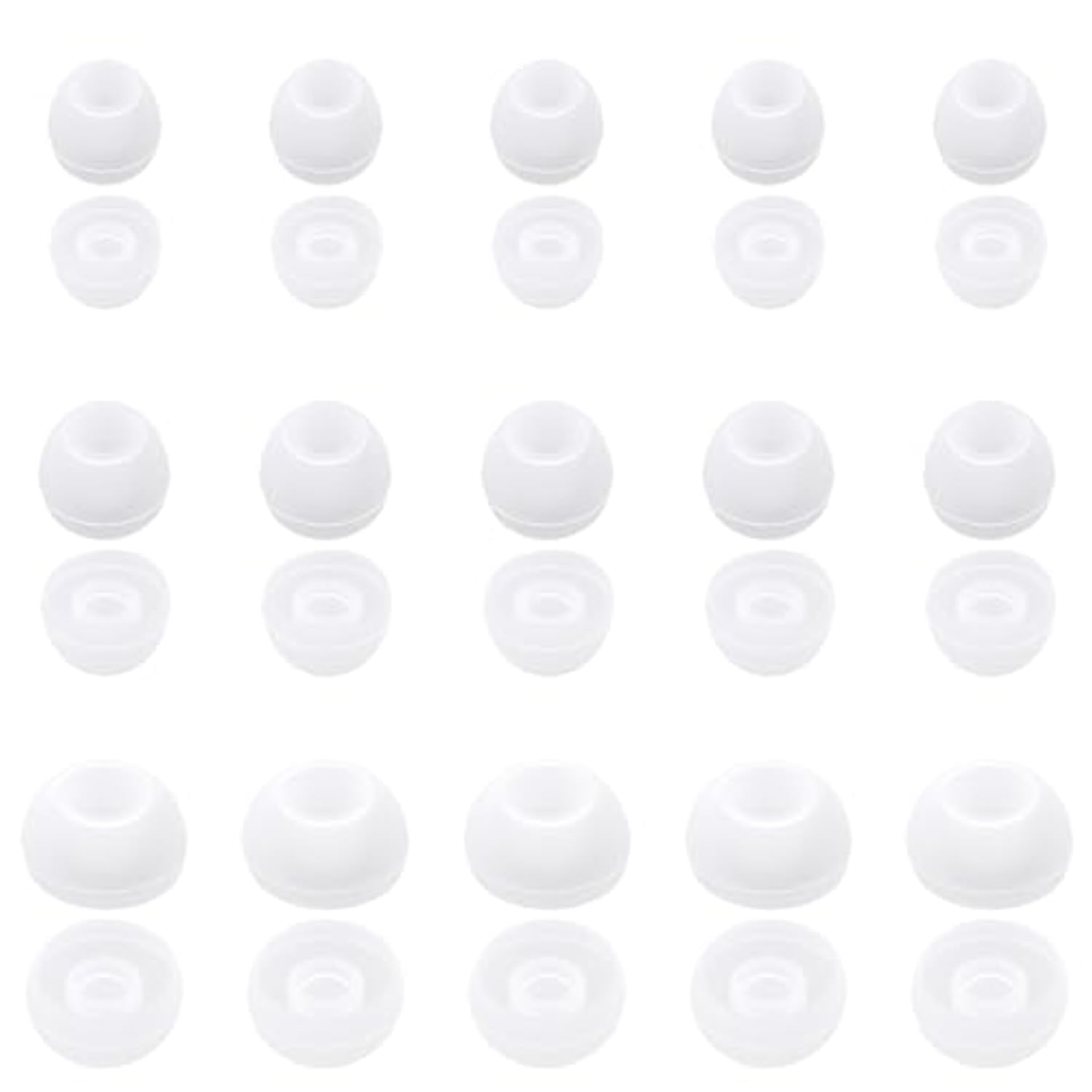 15 Pairs Earbud Tips Replacement Pieces Silicone Earbuds Cap Fit Most In- Ear Headphones Eartips (Inner Hole 4Mm-6.5Mm) Ear Tips Cushion Earphones Earbuds (White)