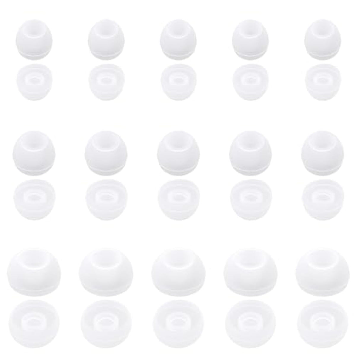 15 Pairs Earbud Tips Replacement Pieces Silicone Earbuds Cap Fit Most In- Ear Headphones Eartips (Inner Hole 4Mm-6.5Mm) Ear Tips Cushion Earphones Earbuds (White)