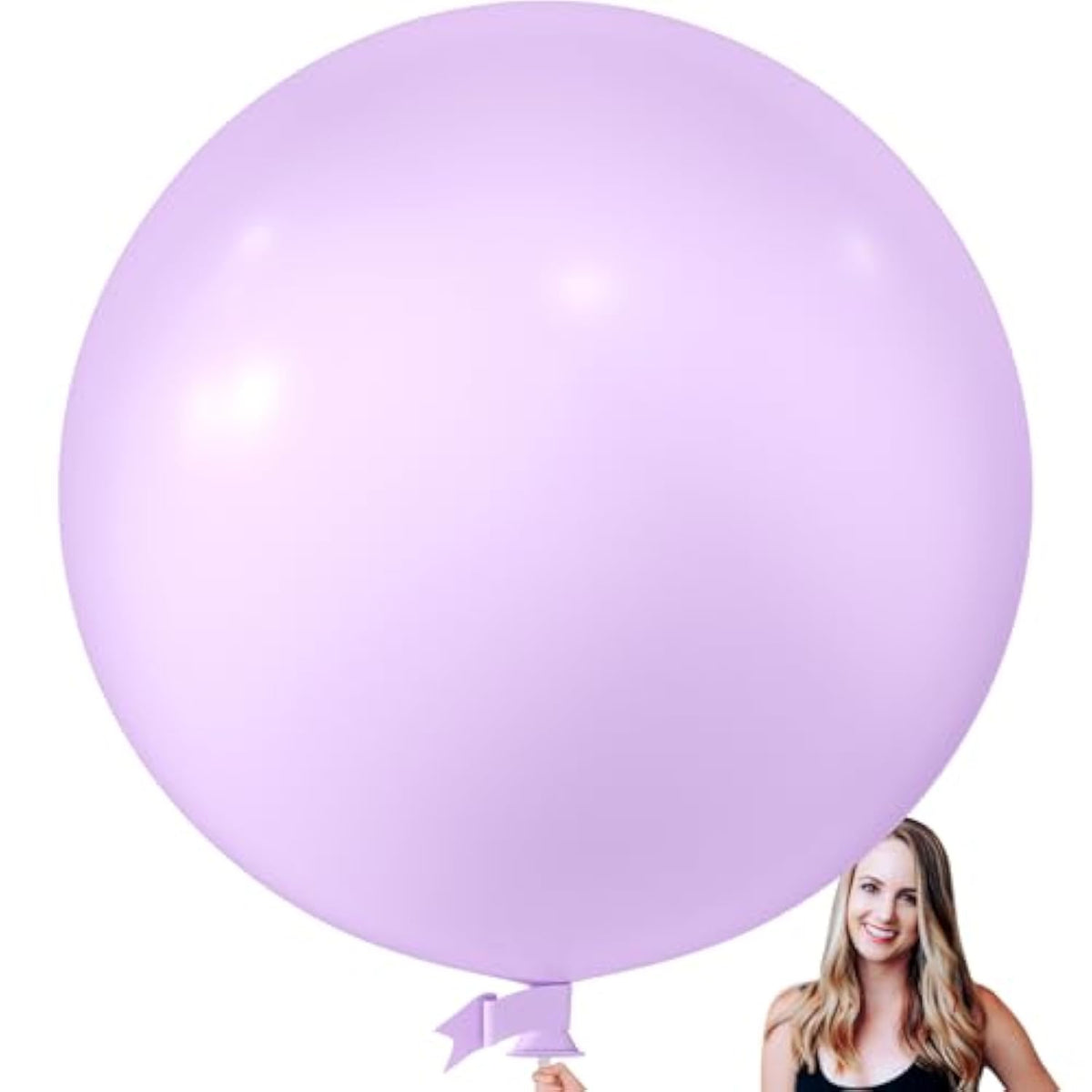 36 Inch Giant Pastel Purple Balloons, 6 Pack Large Round Pastel Purple Latex Balloons For Anniversary, Birthday, Christmas, Wedding, Baby Shower Party Decorations