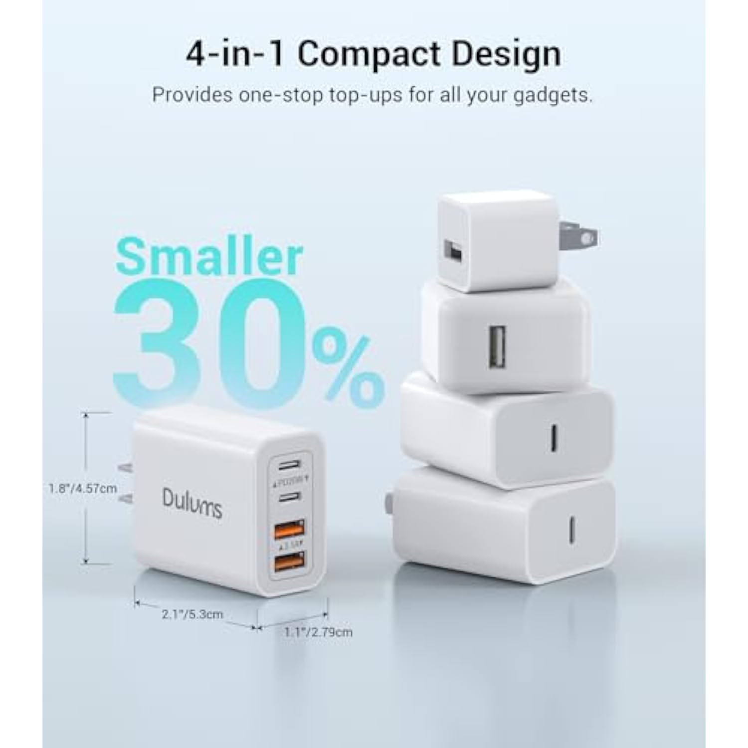 40W USB C Charger 2-Pack, 4-Port Fast Charging Block for iPhone & Tablets