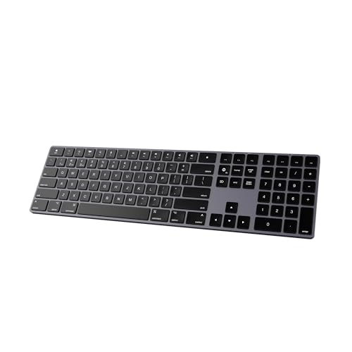 Bluetooth Slim Keyboard For Mac, Aluminum Rechargeable Keyboard Wireless, Low-Profile Silent Flat Key Compatible With Apple Imac, Macbook, Mac And Ios, Full Size - Space Gray