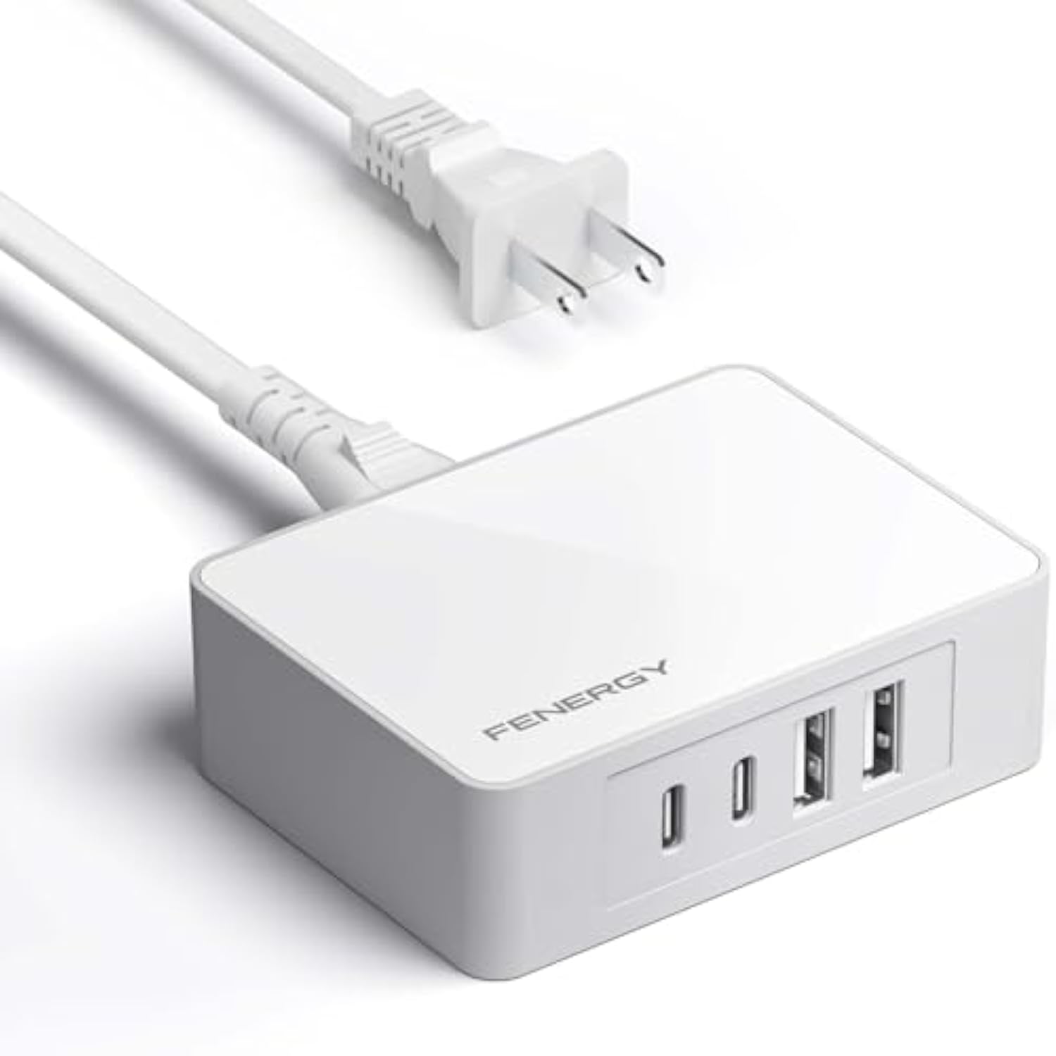 65W Usb C Charger Block, Gan Fast Charging Station Hub, 4-Ports Usb C And Usb A Multiport Desktop Charger Adapter Plug Cube With 6Ft Ac Cable For Iphone 15 Pro Max/Ipad/Galaxy/Tablet And More