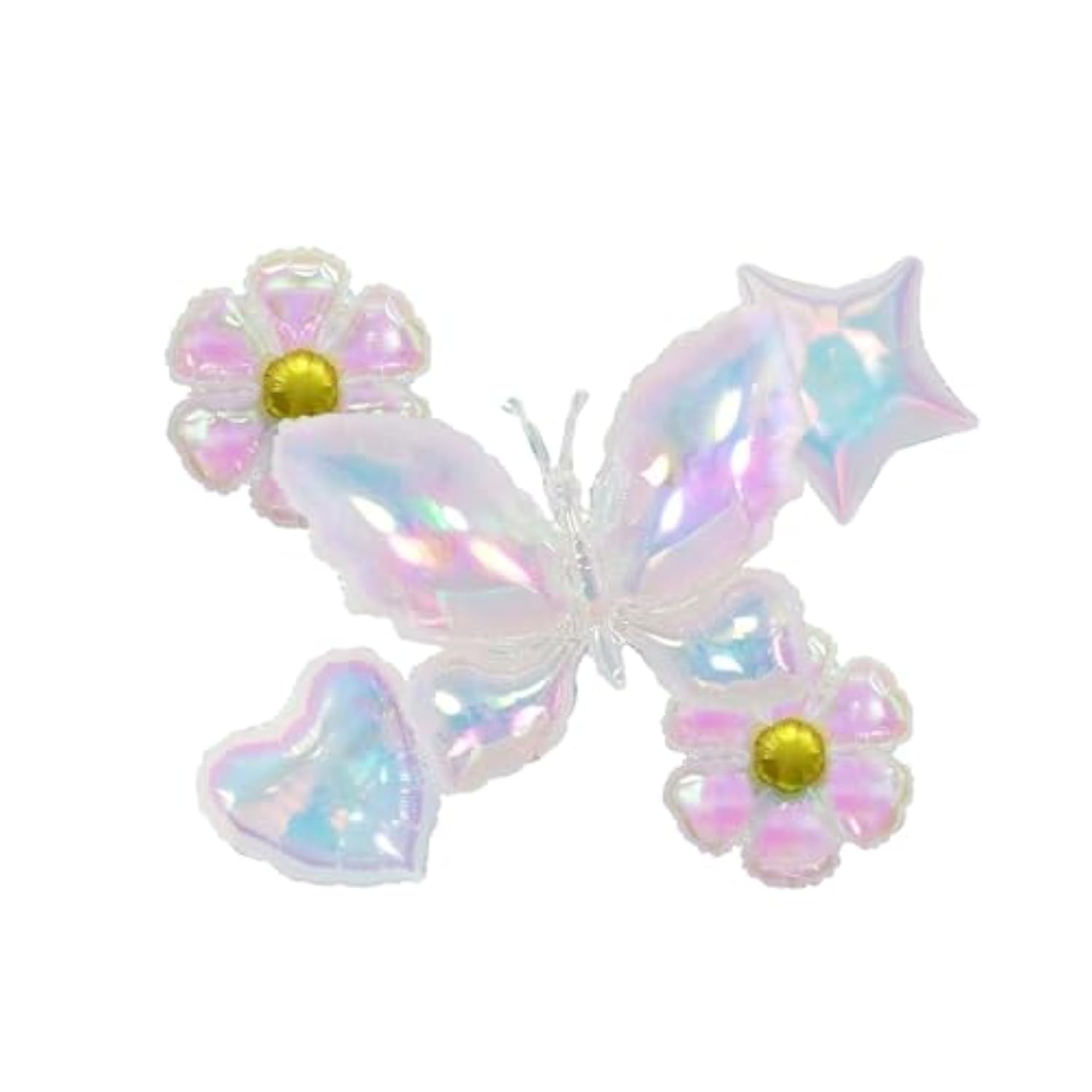Iridescent Butterfly Balloons Pack Of 5 Large Butterfly Flower Daisy Balloons For Spring Theme Fairy Theme Party Decorations Wedding Baby Shower Decorations