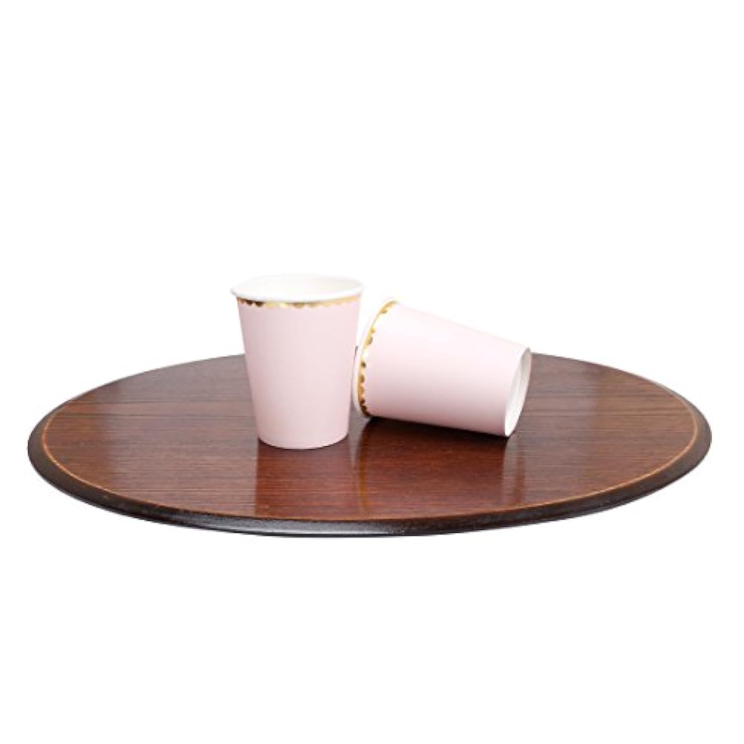 Pink Gold Paper Cups With Metallic Gold Border Disposable Paper Cups 9Oz For Wedding,Party And Cocktail,40 Pcs