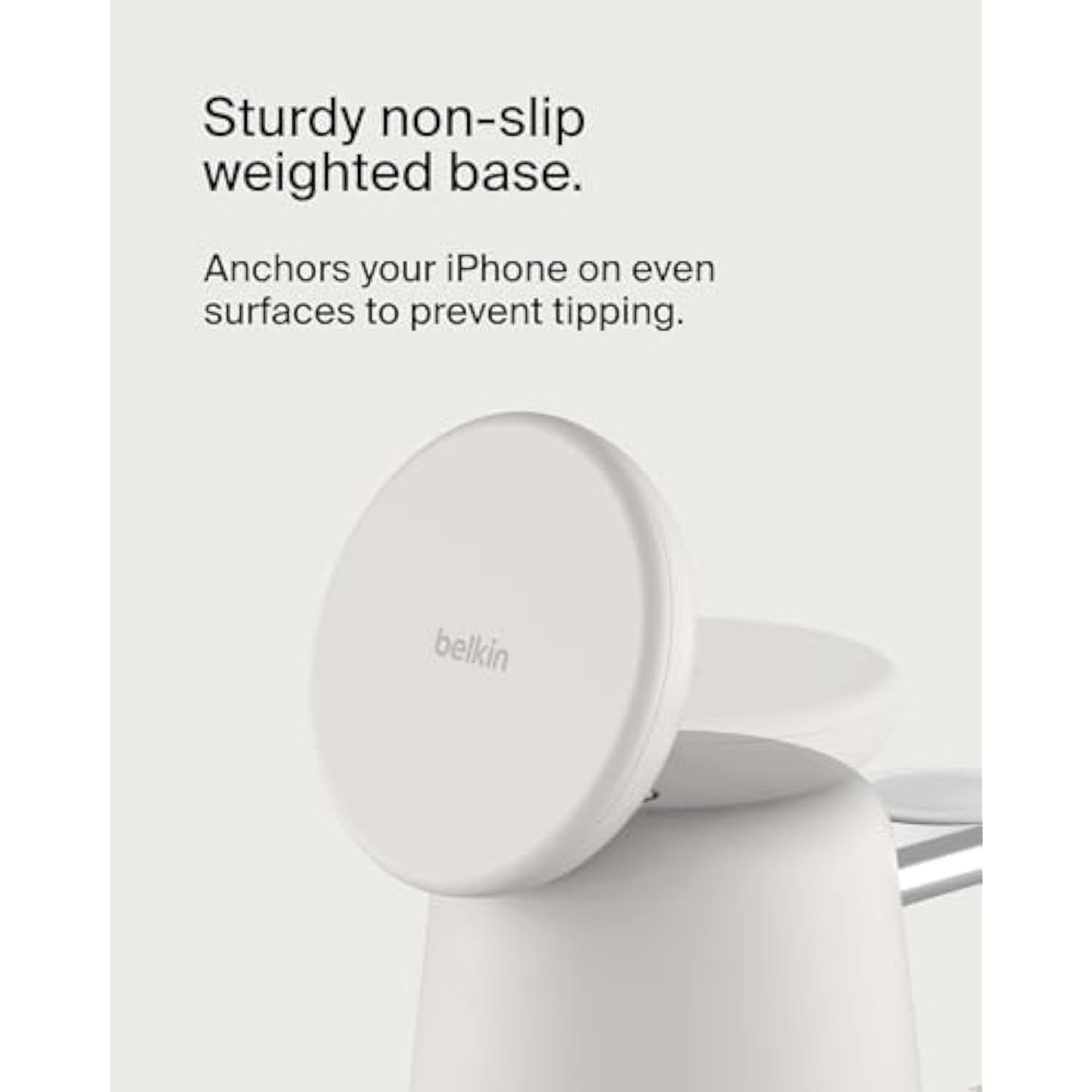 Belkin 2-in-1 MagSafe Wireless Charging Dock 15W Fast Charge iPhone Charger Compatible with iPhone 16, 15, 14, and 13 Series, AirPods, and Other MagSafe Enabled Devices, Includes Power Supply - Sand