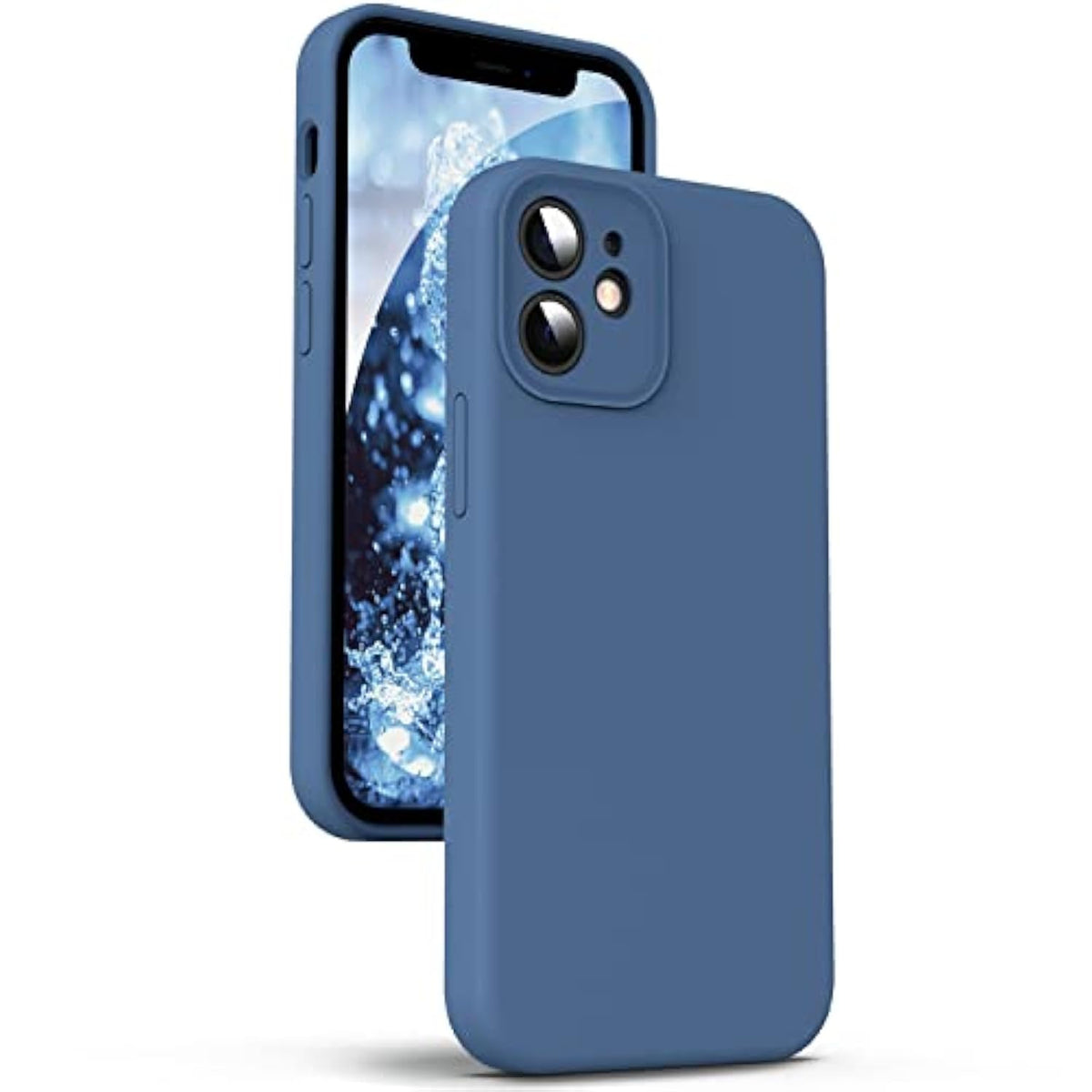 Liquid Silicone Case For Iphone 12 Mini, [Camera Protection] [Anti Fingerprint] [Wireless Charging] 4 Layer Phone Case Protective Cover, Built-In Microfiber Case Cover, 5.4", Blue