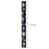 Reversible Gift Wrapping Paper Mini Roll, 17 Inches X 32.8 Feet Bright Colored Thick All Occasion Packing Paper For Birthday Wedding Holiday Party - Gold Stars/Dark Blue Sky/Stripes Design