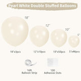 Pearl White Double Stuffed Balloons Different Size 115Pcs 5/10/12/18" White Pearl Ivory Balloons Garland Kit For Wedding Birde To Be Engagement Bridal Shower Birthday Baby Shower Party