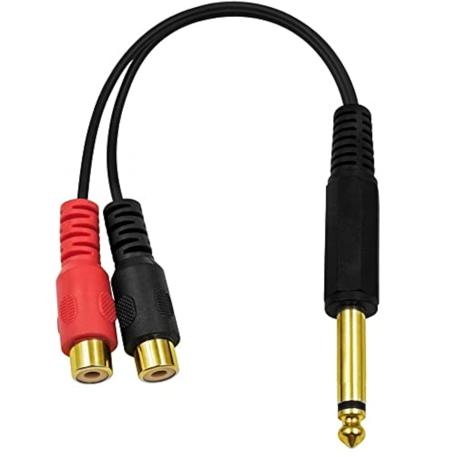 6.35Mm To 2 Rca Cable, Gold Plated 1/4 Inch Mono Ts Male To 2 Dual Rca Female