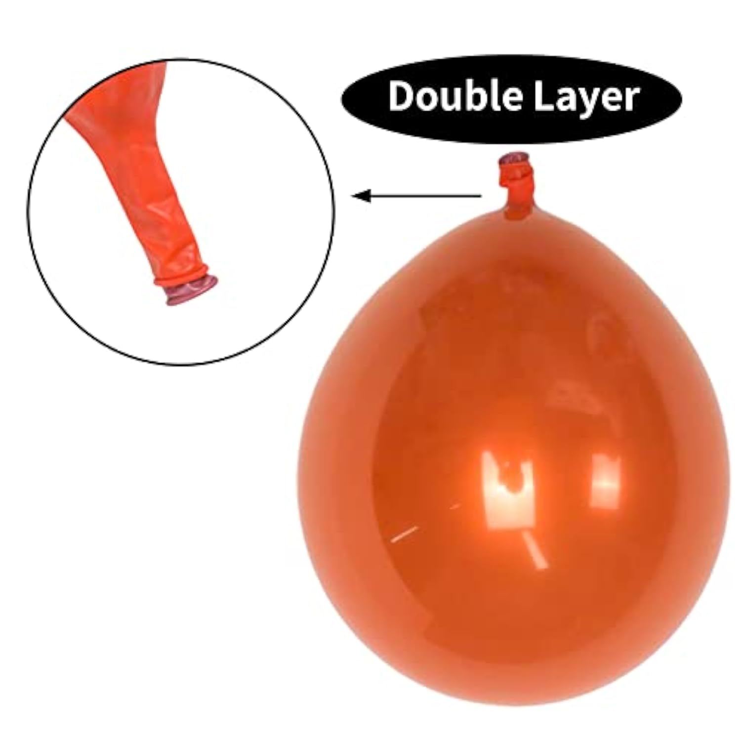 Metallic Chrome Orange Balloons: 12 Inch Double-Layer Latex Party Decor