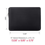 Rainyear 14 Inch Laptop Sleeve Soft Pu Leather Case Protective Water Resistant Zipper Cover Carrying Bag Compatible With 14" Notebook Computer Chromebook, 14 Macbook Pro/Max(Black)