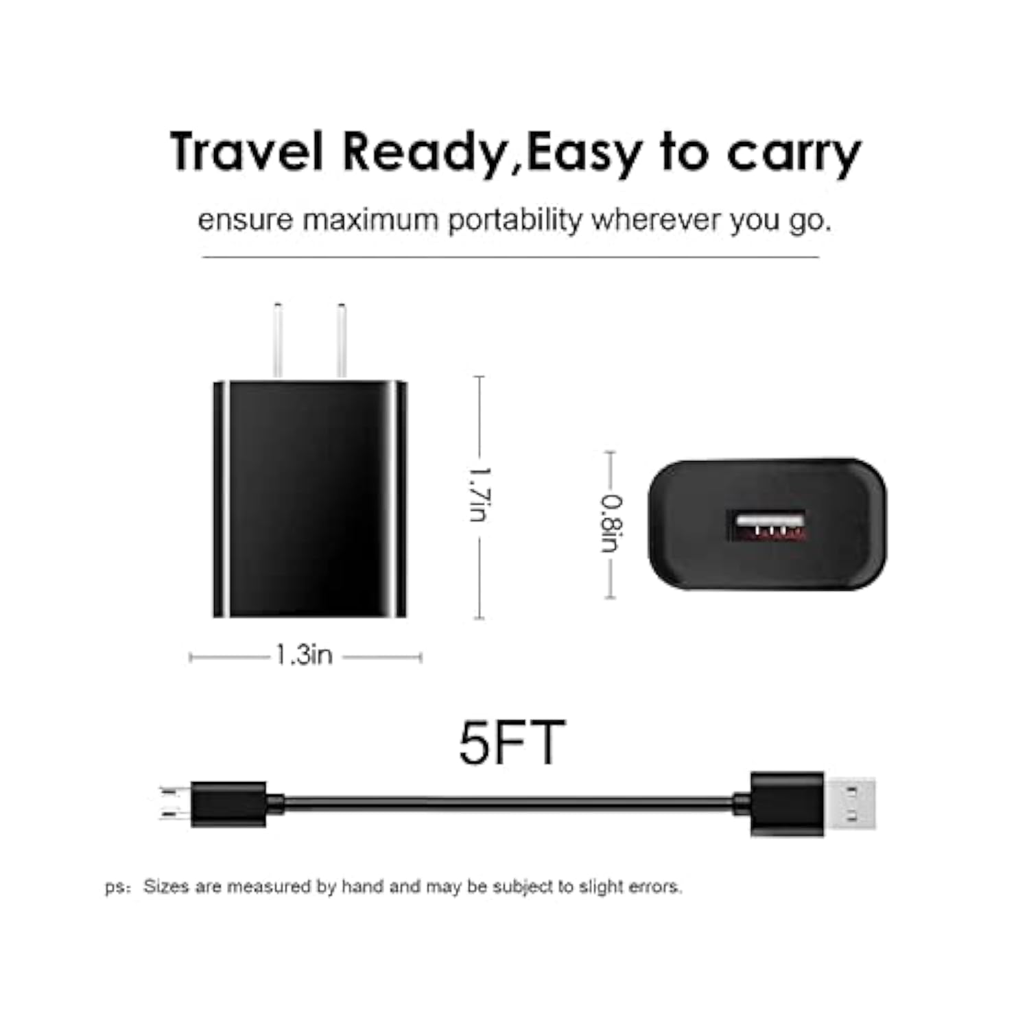 Wall Charger & Micro Usb Cable Charging Cord Fit For Alcatel Go Flip, Go Flip 3, Go Flip V,Att Cingular Flip 2/3 Iv, My Flip 2 A406Dl, Smart Flip 4052R 4051S 5044C 5002R, 1X 1C 1S X1,Tcl A2/A3 Phone