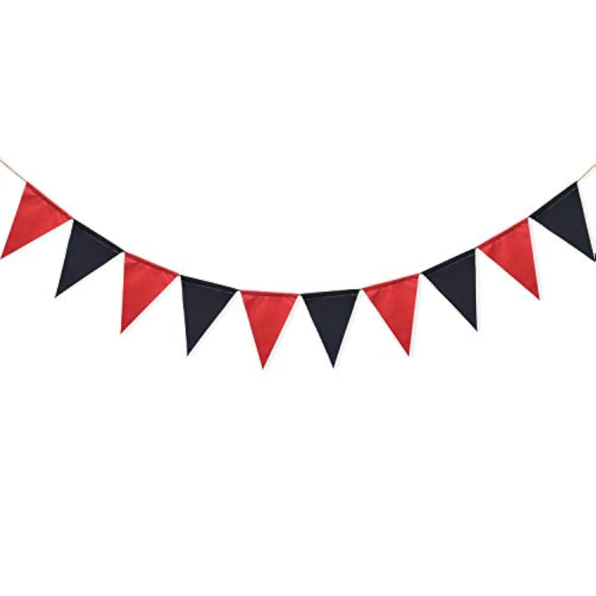 Pre-Strung Black And Red Triangle Flag Banner Garland For Graduation Baby Shower Birthday Party Decorations Indoor Outdoor Photo Backdrop