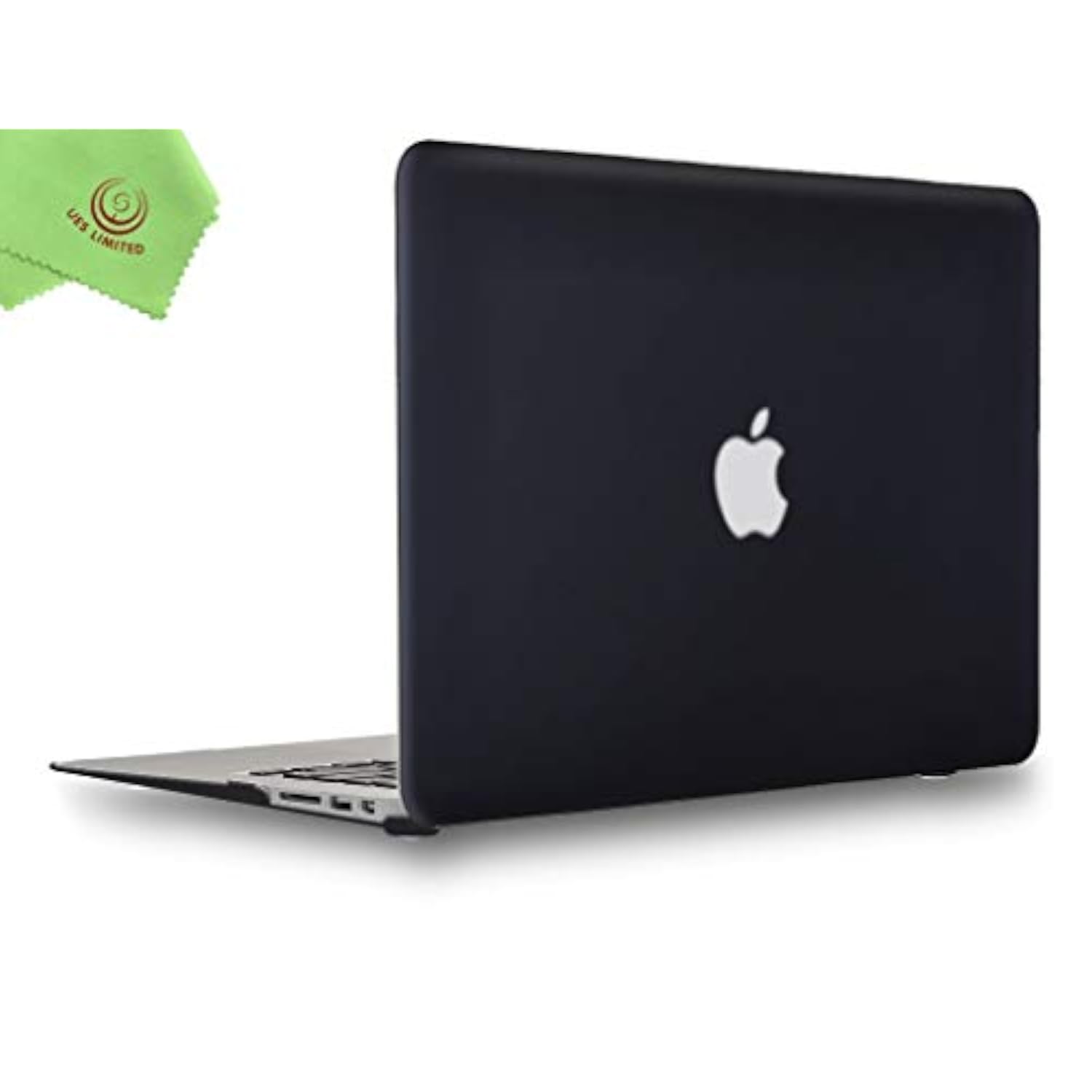 MacBook Air 13 inch Hard Shell Case Cover for 2008-2017 Models A1466 / A1369 with Microfibre Cleaning Cloth, Black