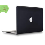 MacBook Air 13 inch Hard Shell Case Cover for 2008-2017 Models A1466 / A1369 with Microfibre Cleaning Cloth, Black